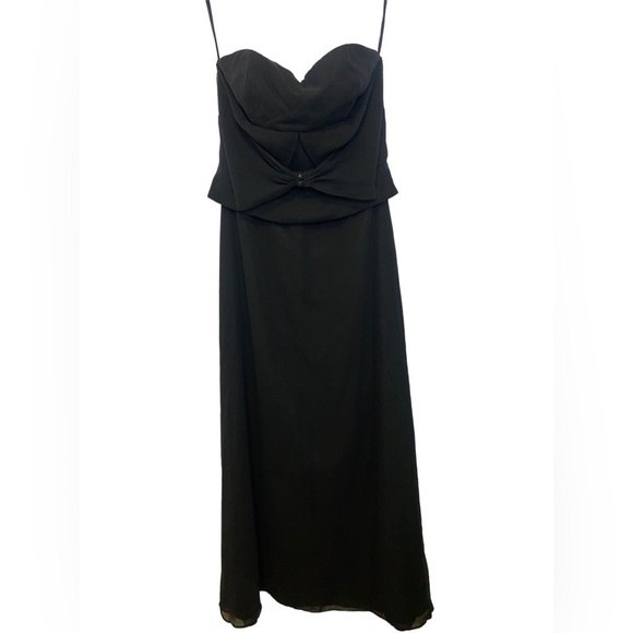 Vintage Jordan Black Strapless/ Halter Chiffon Maxi Gown Dress Size 8 - Picture 2 of 10